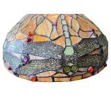 Stained Glass Dragonfly Table Lamp with Metal Base