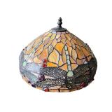 Stained Glass Dragonfly Table Lamp with Metal Base