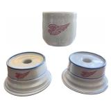 Set of 3 Vintage Red Wing Shoe Company Ceramic Candle Holders