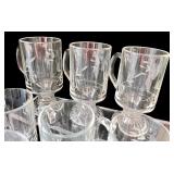 Set of 8 Elegant Clear Glass Mugs with Etched Design