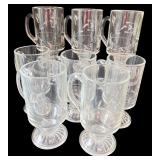 Set of 8 Elegant Clear Glass Mugs with Etched Design