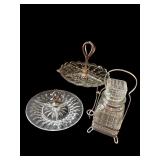 Set of Crystal Serving Dishes and Vintage Silver-Plated Jam Jar