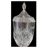 Elegant Crystal Candy Jar with Lid and Diamond Cut Design