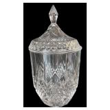 Elegant Crystal Candy Jar with Lid and Diamond Cut Design