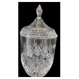 Elegant Crystal Candy Jar with Lid and Diamond Cut Design