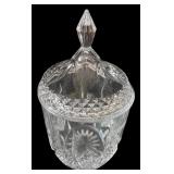 Elegant Crystal Candy Jar with Lid and Diamond Cut Design