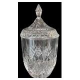 Elegant Crystal Candy Jar with Lid and Diamond Cut Design