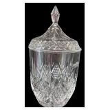 Elegant Crystal Candy Jar with Lid and Diamond Cut Design