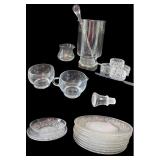 Glassware Collection with Plates, Napkin Rings, & Drink Accessories