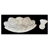 Vintage Cut Glass Pieces: Dishes, Vanity Jar, and Vase