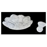 Vintage Cut Glass Pieces: Dishes, Vanity Jar, and Vase