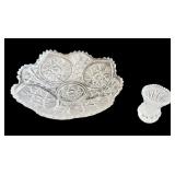 Vintage Cut Glass Pieces: Dishes, Vanity Jar, and Vase