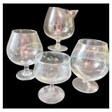 Clear Glassware Collection: Bowls, Candle Holders, Glasses, and Decorative Bird
