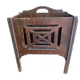 Vintage Wooden Magazine Rack with Intricate Cutout Design