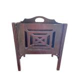 Vintage Wooden Magazine Rack with Intricate Cutout Design