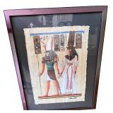 Pair of Framed Egyptian Papyrus Paintings with Deities