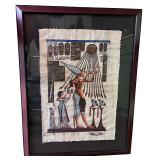 Pair of Framed Egyptian Papyrus Paintings with Deities