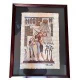 Pair of Framed Egyptian Papyrus Paintings with Deities