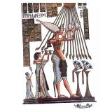 Pair of Framed Egyptian Papyrus Paintings with Deities