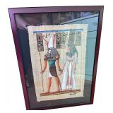 Pair of Framed Egyptian Papyrus Paintings with Deities