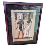 Pair of Framed Egyptian Papyrus Paintings with Deities