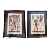 Pair of Framed Egyptian Papyrus Paintings with Deities
