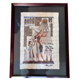 Pair of Framed Egyptian Papyrus Paintings with Deities