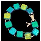 Colorful Dichroic Glass Jewelry Set: Necklace, Bracelet & Earrings