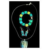 Colorful Dichroic Glass Jewelry Set: Necklace, Bracelet & Earrings