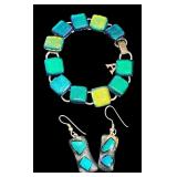Colorful Dichroic Glass Jewelry Set: Necklace, Bracelet & Earrings