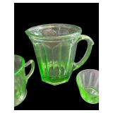 Vintage Green Depression Glass Set - Pitcher, Cups, and Bowls