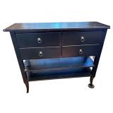 Black Console Table with 4 Drawers & Shelves