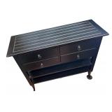 Black Console Table with 4 Drawers & Shelves