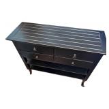 Black Console Table with 4 Drawers & Shelves