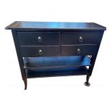 Black Console Table with 4 Drawers & Shelves