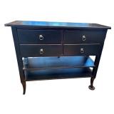 Black Console Table with 4 Drawers & Shelves
