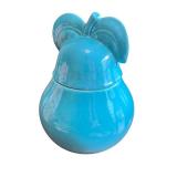 Vintage Turquoise Pear Ceramic Container with Lid