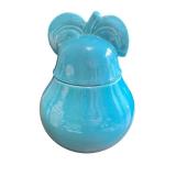 Vintage Turquoise Pear Ceramic Container with Lid