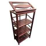 Wooden Cookbook Stand with Adjustable Shelf Design