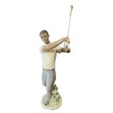 Lladro Porcelain Figurine - Golfer in Swing Pose