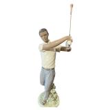 Lladro Porcelain Figurine - Golfer in Swing Pose