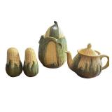 Vintage Shawnee Corn King Tea Set with Salt & Pepper Shakers