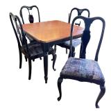 Dining Set with Table and 4 Chairs, Black Wood Finish