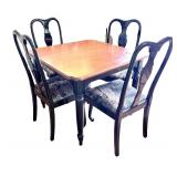 Dining Set with Table and 4 Chairs, Black Wood Finish