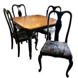 Dining Set with Table and 4 Chairs, Black Wood Finish