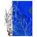 Abstract Blue and Gold Architecture Painting on Canvas