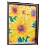 Collection of Sunflower Paintings in Various Frames - Including a signed print by Robert Lewis