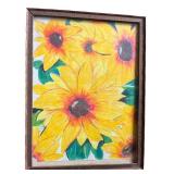 Collection of Sunflower Paintings in Various Frames - Including a signed print by Robert Lewis