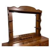 Solid Oak Dresser with Attached Mirror and Multiple Drawers