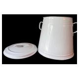 Vintage Enamelware Lidded Bucket with Handles